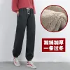 Lamb fleece autumn and winter thickened sportswear pants, women's Harem pants, loose and large-sized warm casual belt Application Scenario